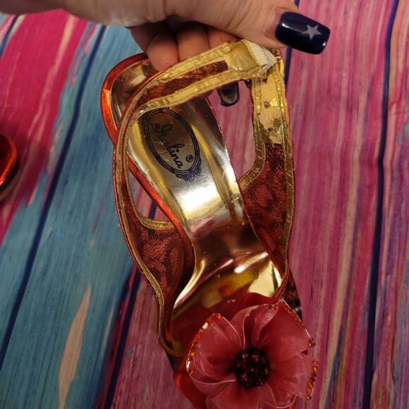 Italina Red and Gold Leopard Print Heels - Picture 8 of 16